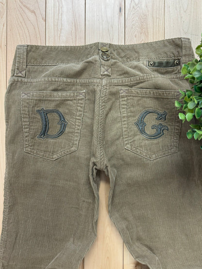 Dolce & Gabbana Mainline Corduroy D&G Logo Flared Pants