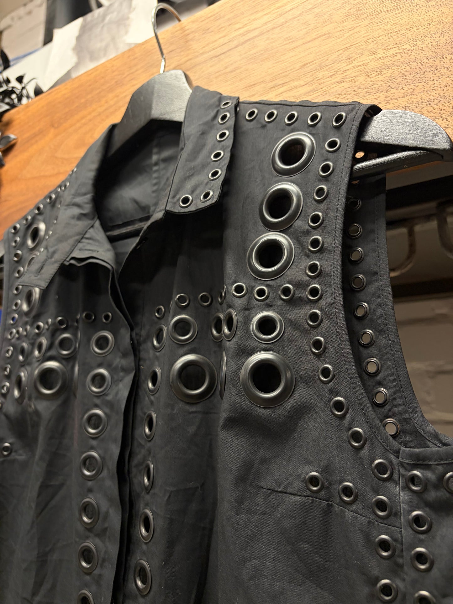SS2011 Givenchy by Ricardo Tisci ‘Eyelet Studded’ Black Collared Sleeveless Top
