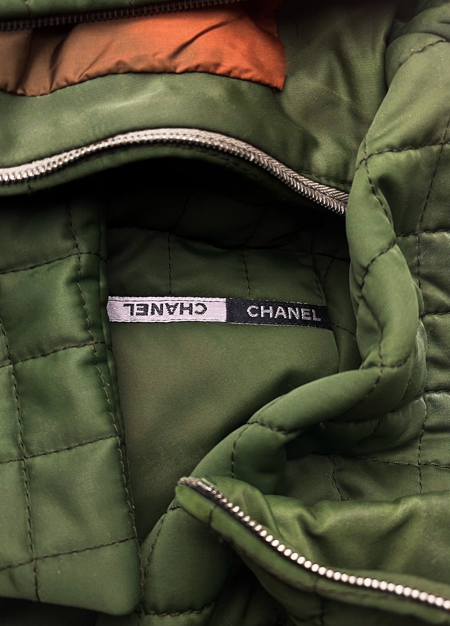 Autumn Winter 2000 Chanel Quilted Green Four Pocket Work Jacket