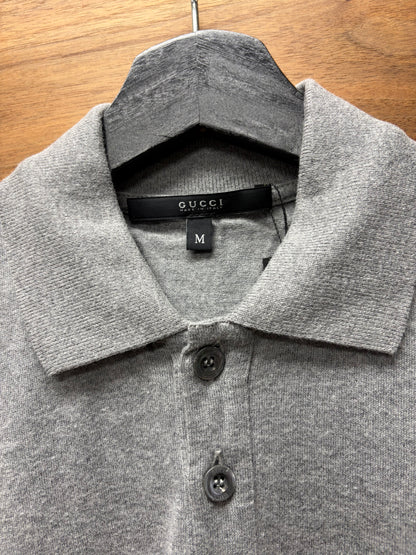 Gucci Grey Cotton ‘Stripe Logo’ Short Sleeve Polo