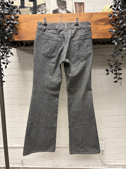 Vintage Yves Saint Laurent Rive Gauche by Tom Ford ‘Zipper Cummerbund’ Flared Leg Denim