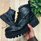 Balenciaga ‘Strike’ Black Leather Lace-Up Combat Boots