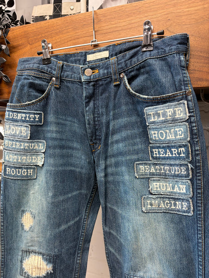 AW2004 Number (N)ine ‘Give Peace a Chance Patchwork Denim