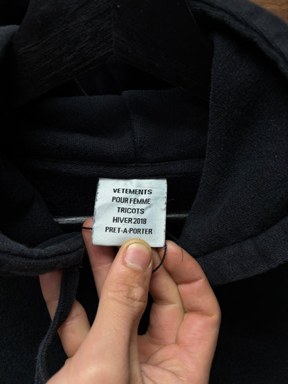 AW2018 Vetements ‘Friends’ Embroidered Logo Black Pullover Hoodie