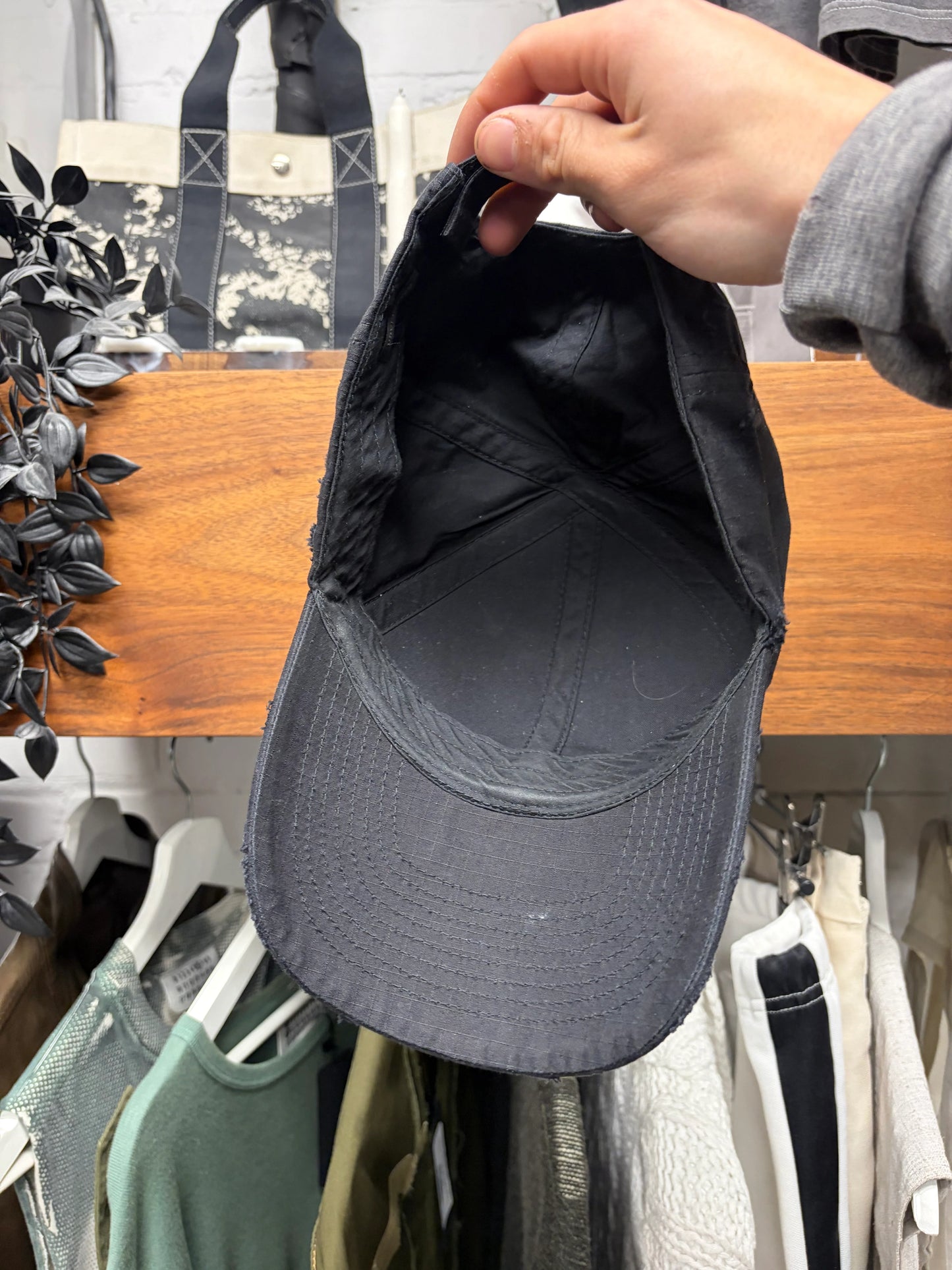 Balenciaga ‘Loop Sports Icon Logo’ Distressed Black Ripstop Baseball Cap