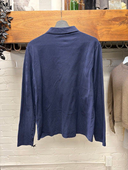 2019 Prada Navy Blue Cotton Long Sleeve Polo