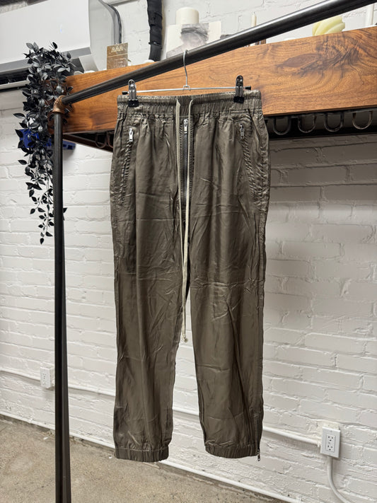 SS2022 Rick Owens ‘Fogachine’ Dust Brown Satin Track Pants
