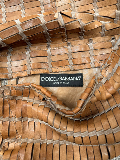 2000s Dolce & Gabbana ‘Braided’ Lambskin Leather Jacket