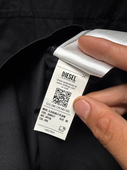 Diesel Embroidered ‘D-Logo’ Black Button Up Shirt