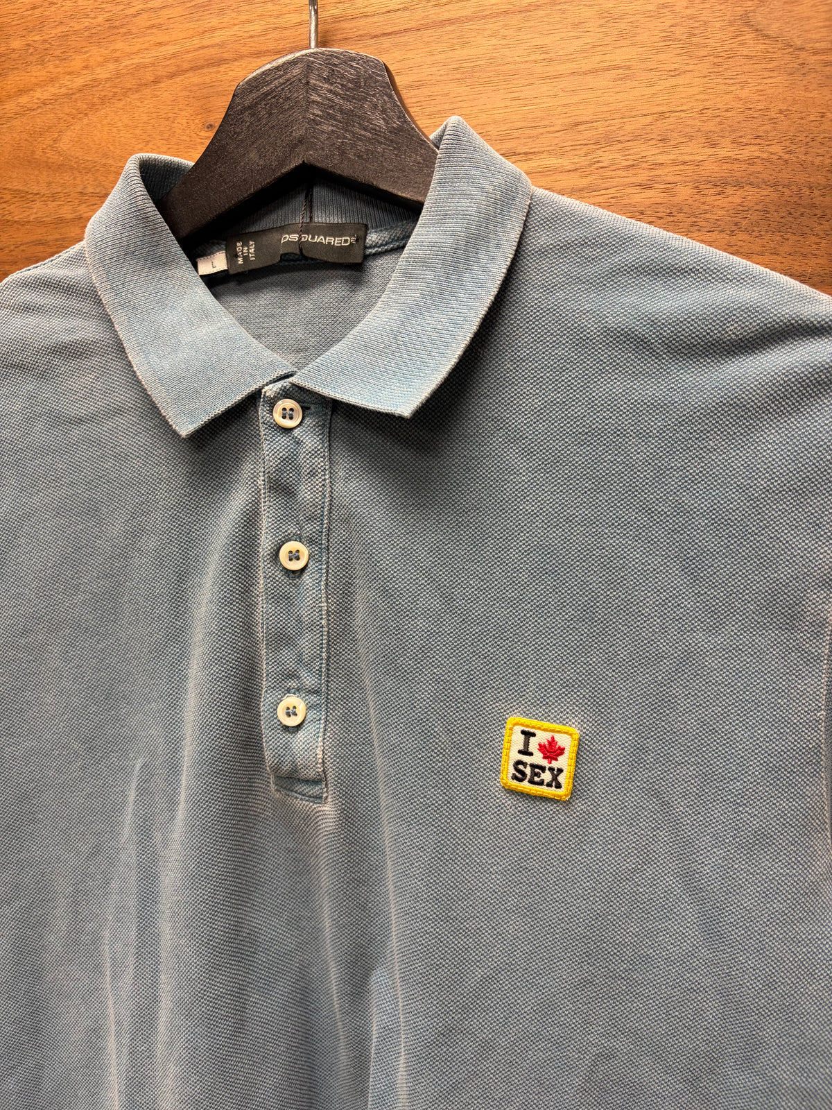2012 Dsquared ‘I❤️Sex’ Blue Patch Embroidered Logo Polo