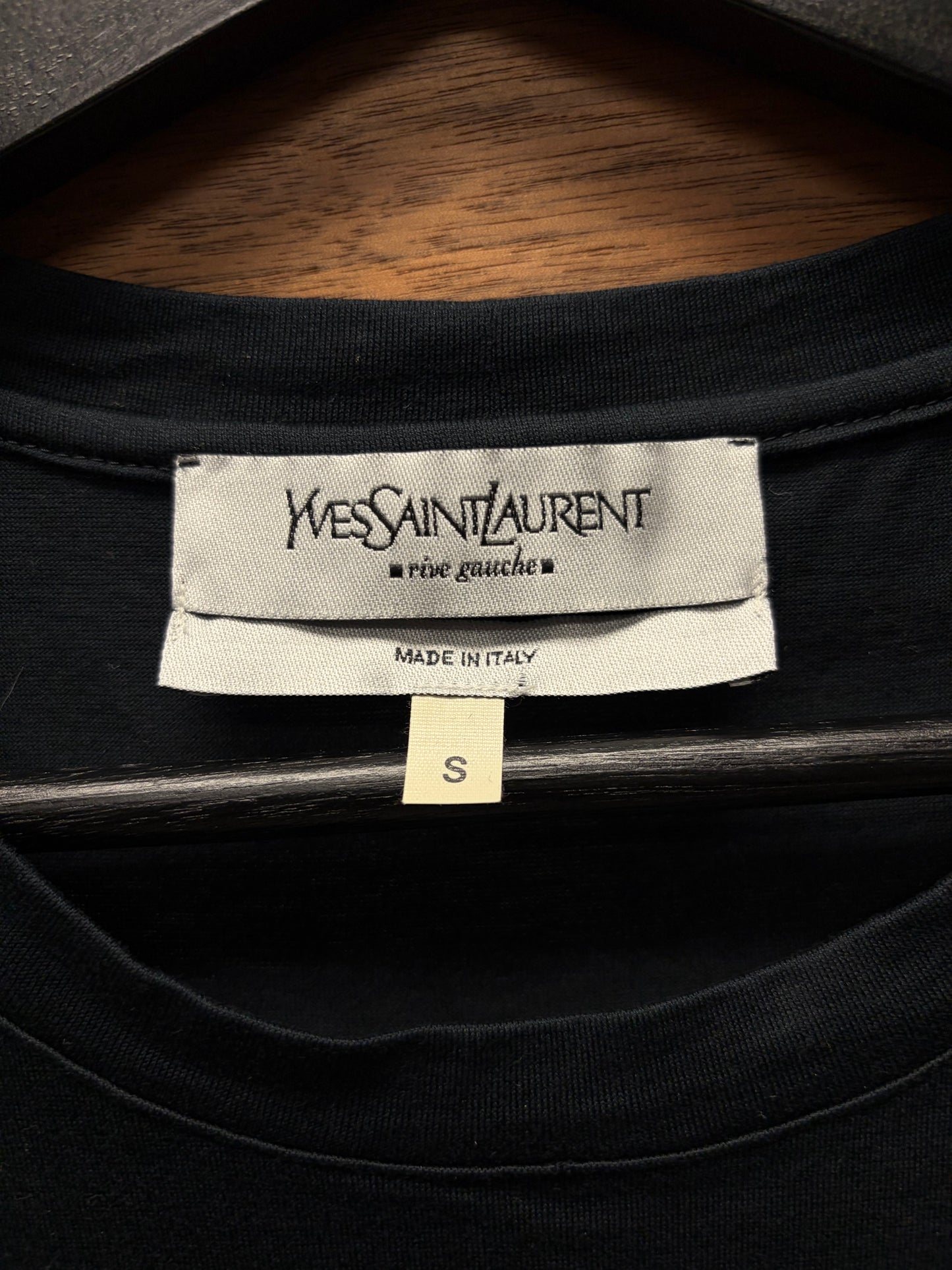 2000s Yves Saint Laurent Rive Gauche ‘Crest Logo’ Velour/Cotton T-Shirt