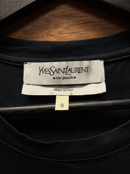 2000s Yves Saint Laurent Rive Gauche ‘Crest Logo’ Velour/Cotton T-Shirt