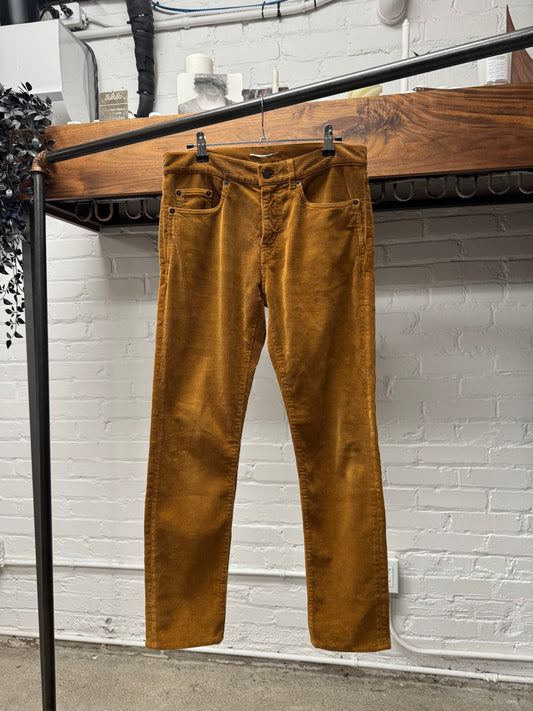 2018 Saint Laurent ‘D02’ Golden Brown Corduroy Slim Pants