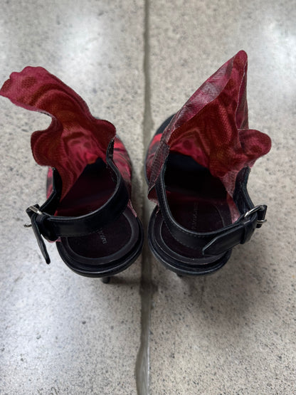 Balenciaga ‘Crinkled Snakeskin’ Sling-Back Heels