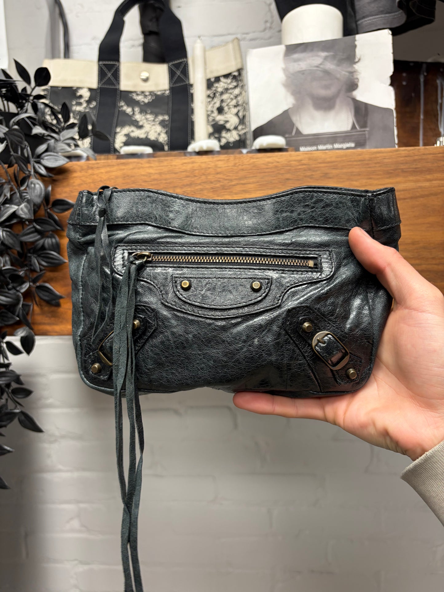 Balenciaga ‘Le City’ Mini Hip Clutch Leather Bag