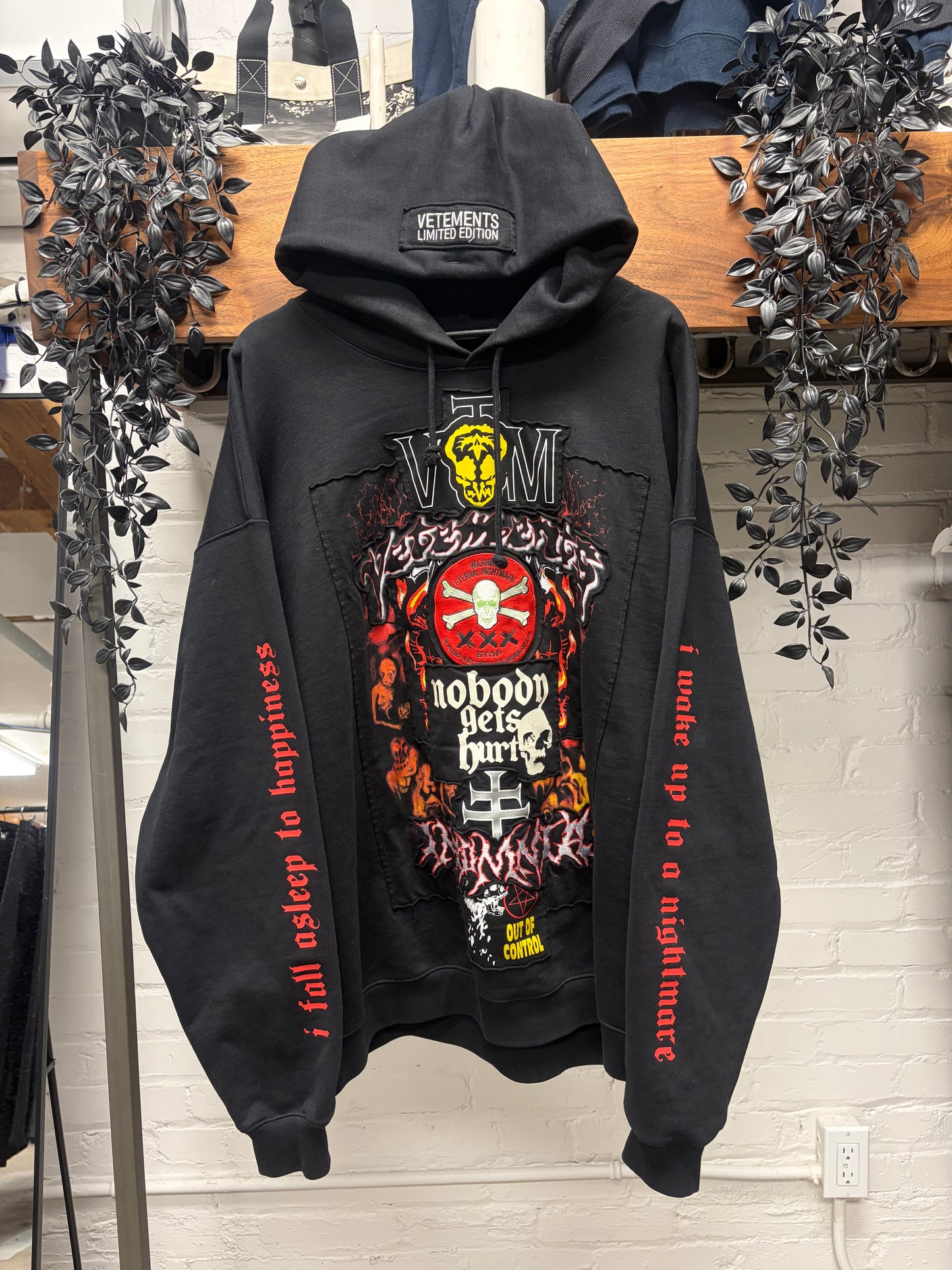 SS2022 Vetements ‘Metal Patched’ Black Oversized Hoodie