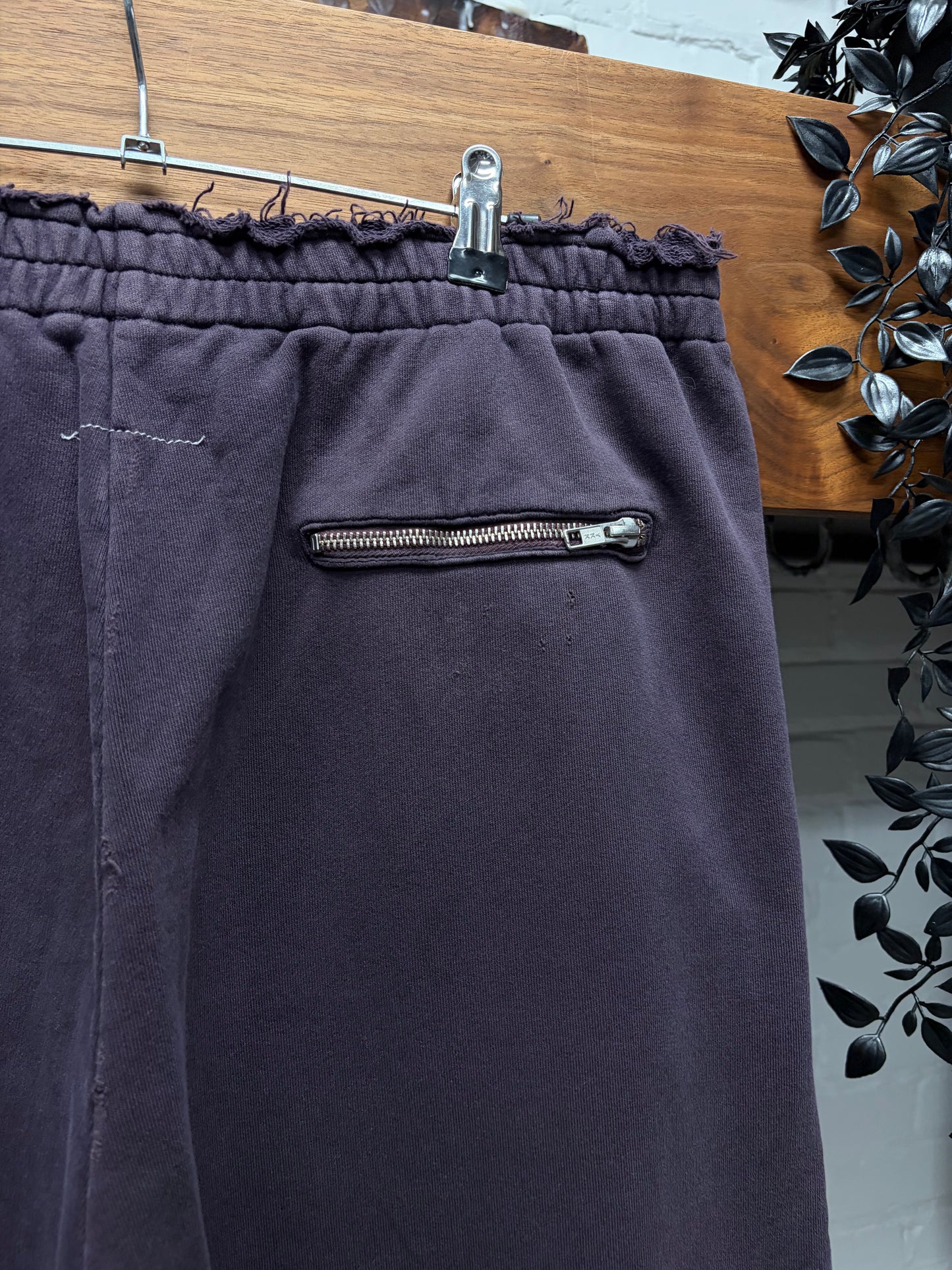 2024 Maison Margiela Distress/Repaired Dark Purple Wide Leg Sweatpants