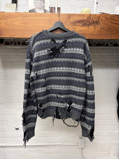 AW2021 Balenciaga ‘Fair Isle’ Distressed Knit Sweater