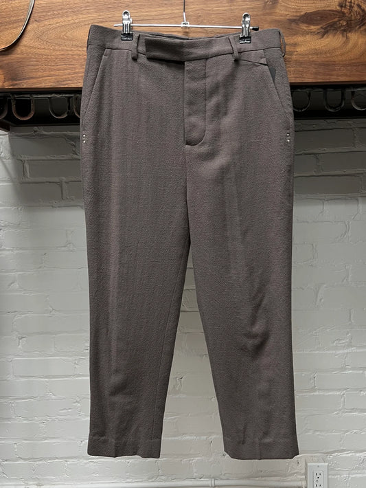 Rick Owens Mainline Virgin Wool ‘Dust’ Brown Cropped Pants