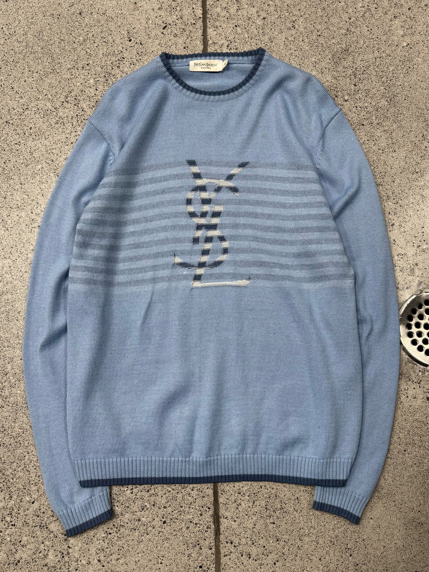 Vintage 90s Yves Saint Laurent ‘YSL’ Logo Knit Sweater