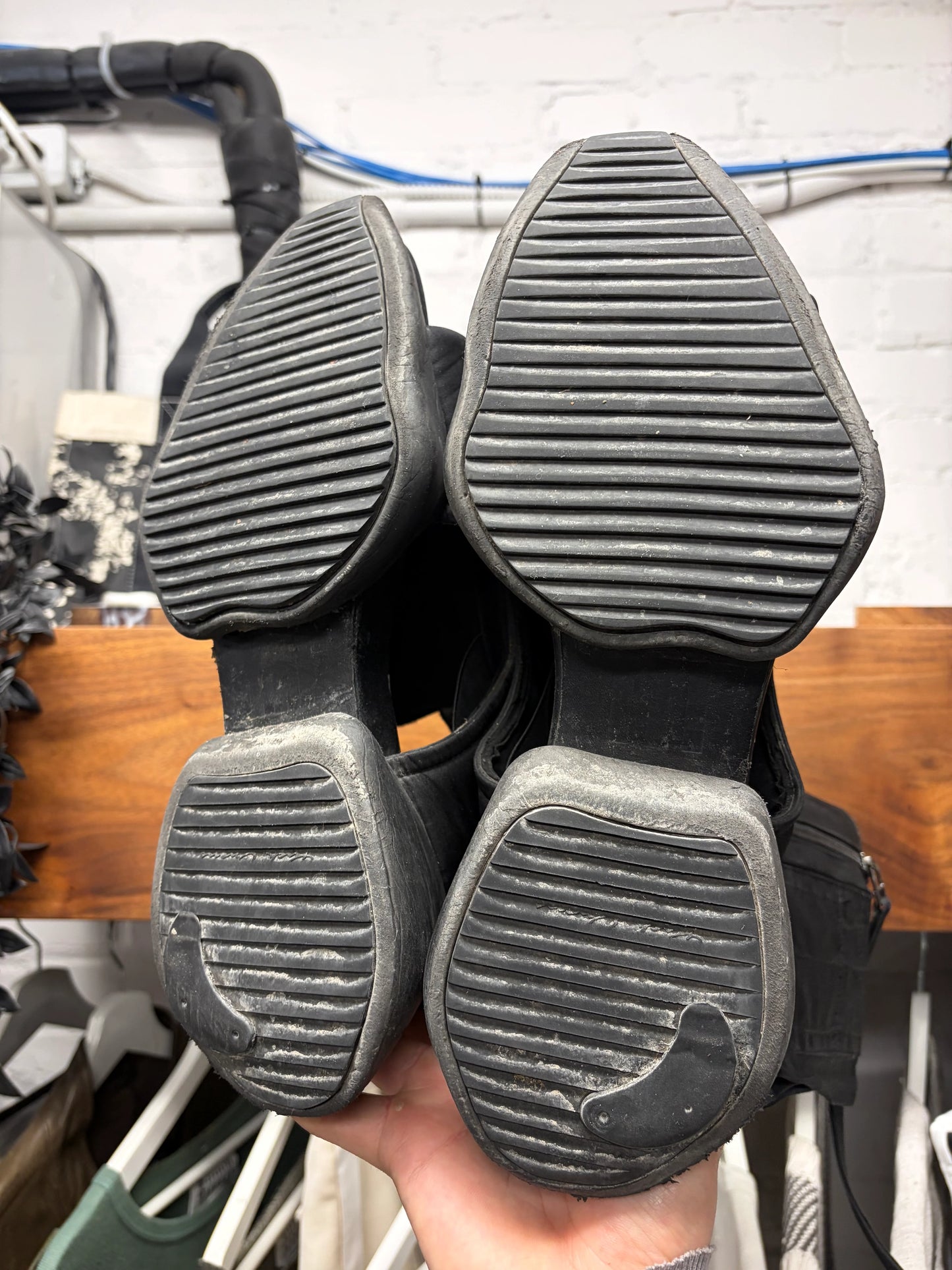 Rick Owens Black ‘Cargo Sandal’ High Top Sneakers
