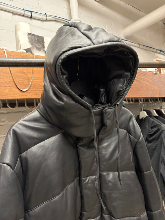 Alexander McQueen Lambskin Leather Black Puffer Jacket