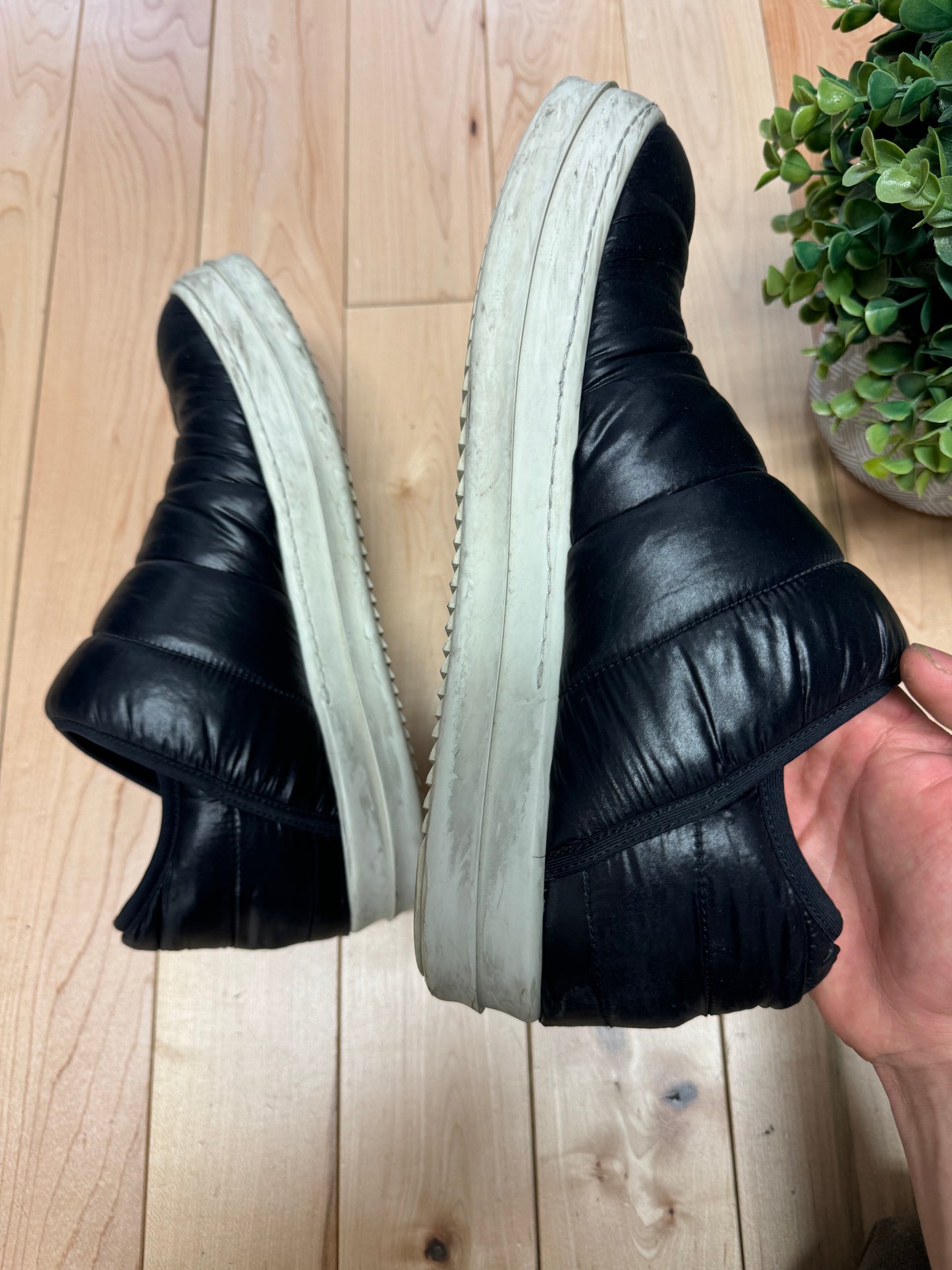 Rick Owens Black ‘Puffer’ Low Top Slip On Sneakers