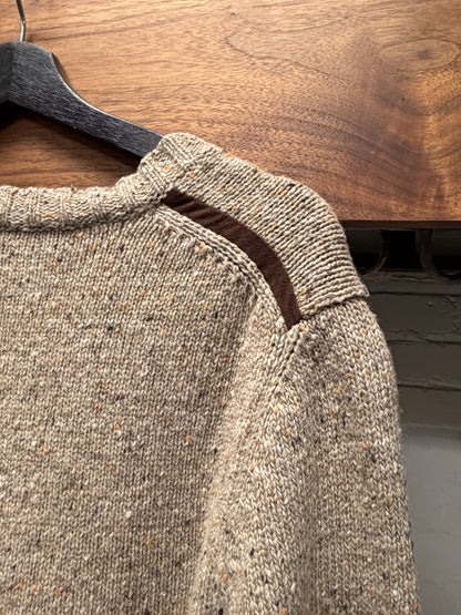 Saint Laurent Flocked Wool ‘YSL’ Pin Logo Knit Sweater