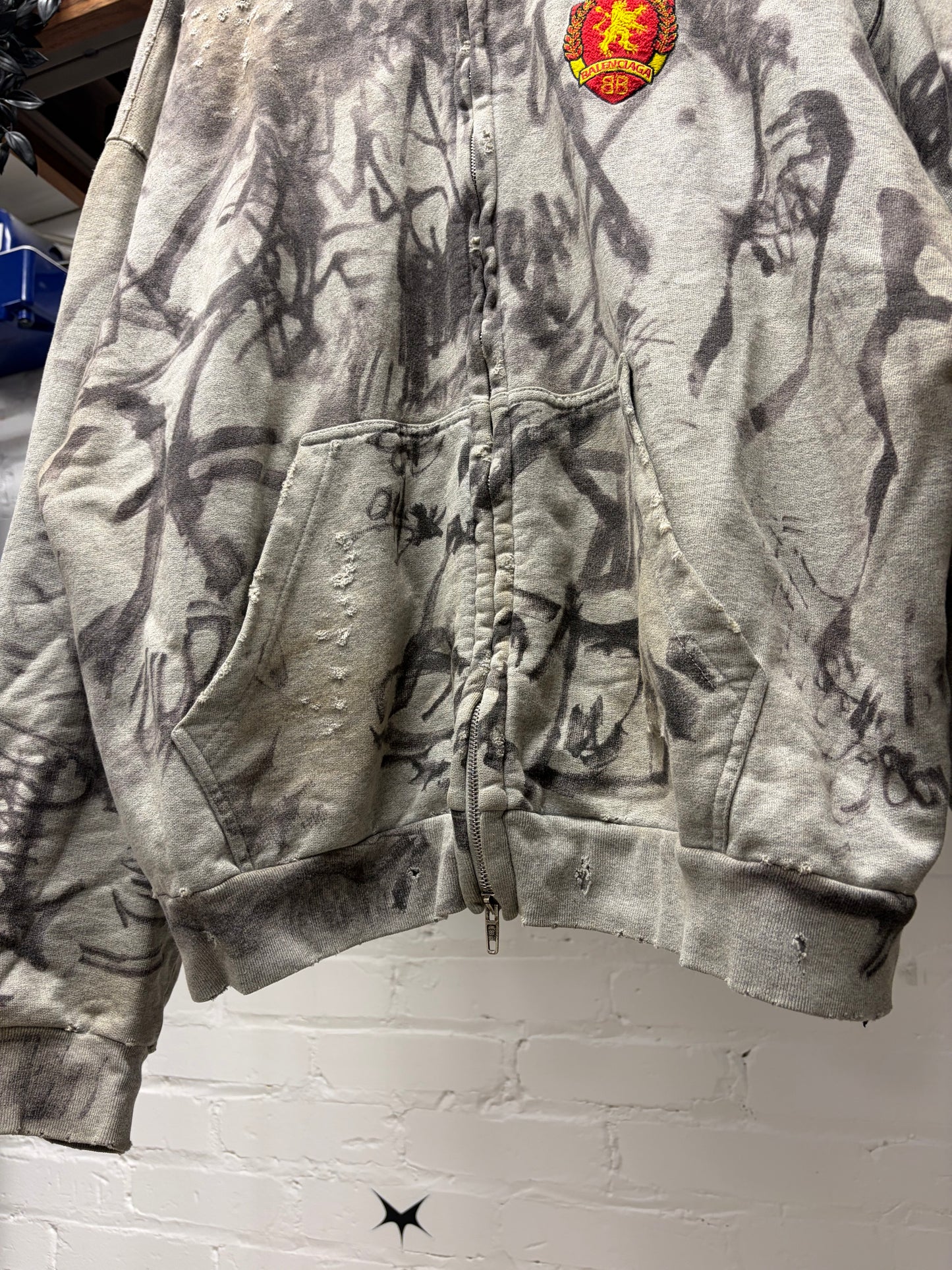 SS2023 Balenciaga ‘Skater’ Grey Zip-Up Hoodie