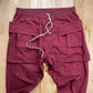 Rick Owens Creatch Red/Cream White Drawstring Cargo Pants