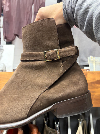 Vintage Gucci Dark Brown Suede ‘Jodhpur’ Belted Chelsea Boots