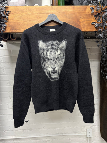 2016 Saint Laurent by Hedi Slimane ‘Tiger Head’ Black/White Knit Sweater