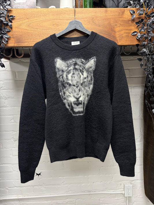2016 Saint Laurent by Hedi Slimane ‘Tiger Head’ Black/White Knit Sweater