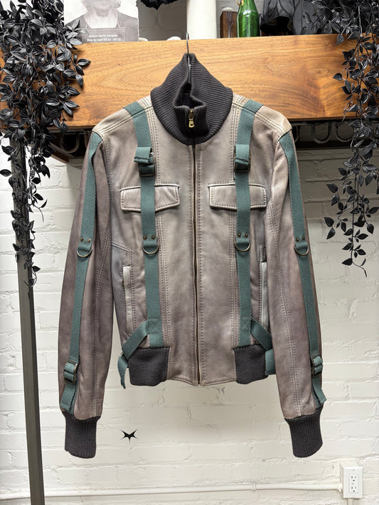 AW2003 Dolce & Gabbana Faded Lambskin Leather Bondage Strap Jacket