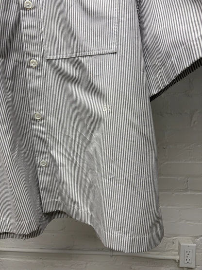 Bottega Veneta Striped Cotton ‘BV’ Minimal Logo Over-shirt