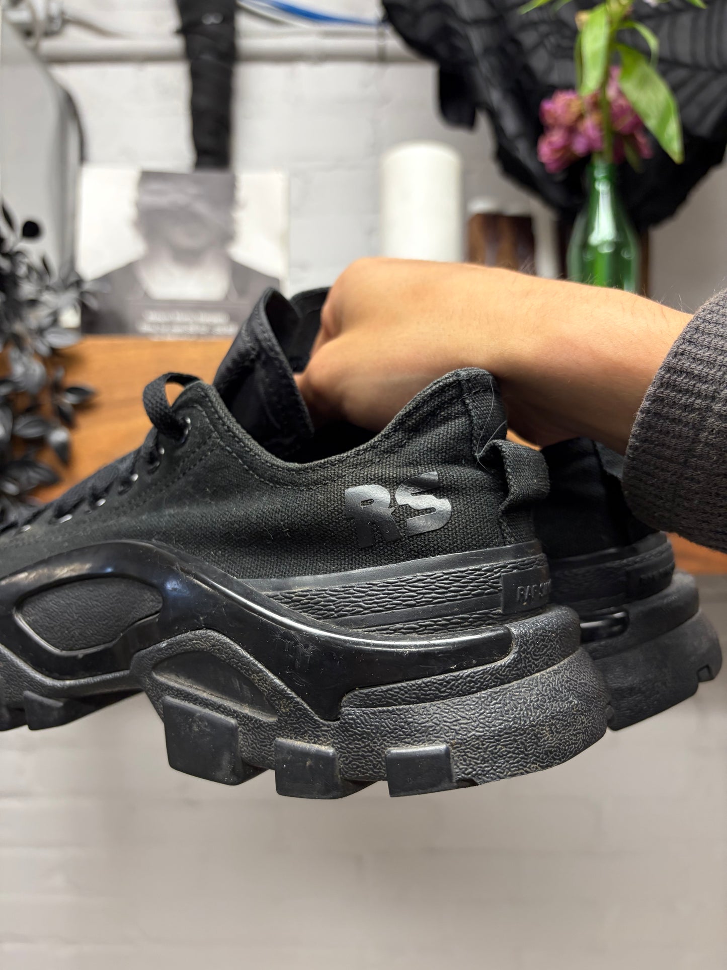 Raf Simons ‘Detroit Runner’ Triple Black Low Top Sneakers
