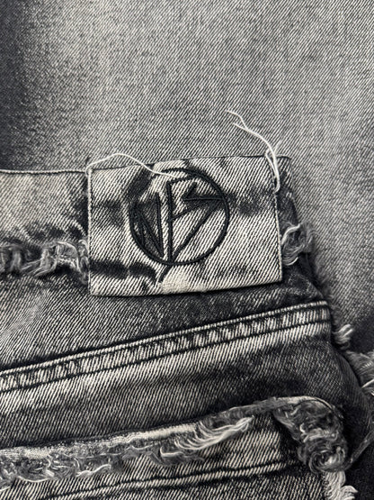 No Faith Studios ‘001’ Washed Grey Flared Denim