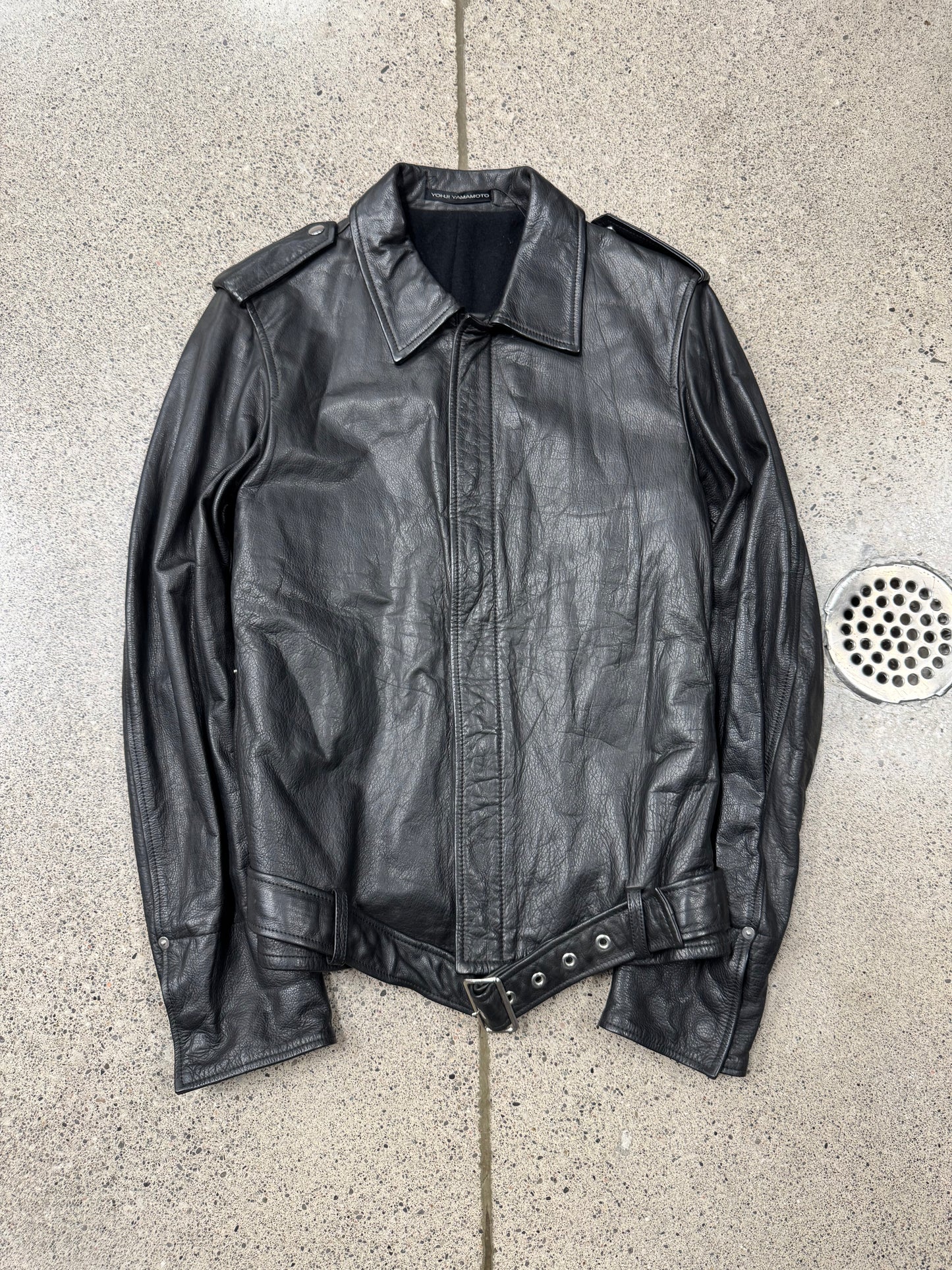 Vintage Yohji Yamamoto Y’s ‘Horse Hide’ Belted Leather Jacket