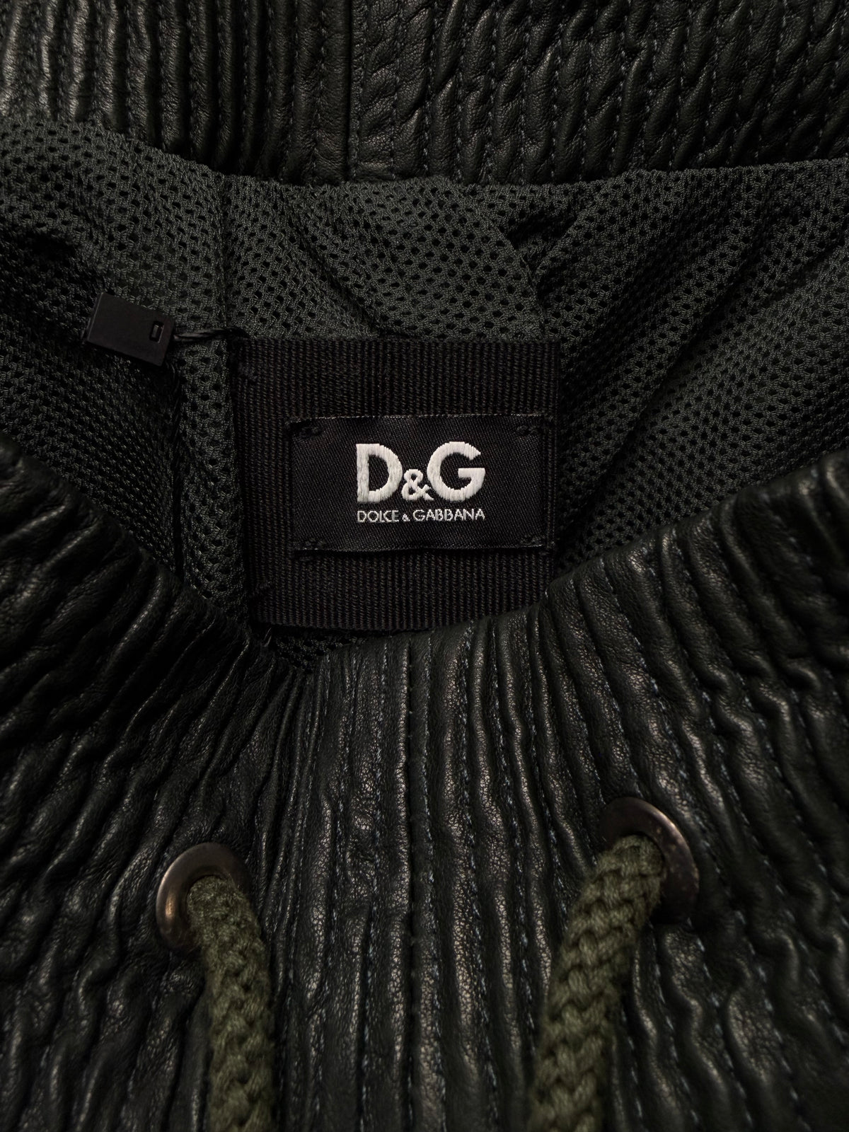2000s Dolce & Gabbana Dark Green Leather Track Pants