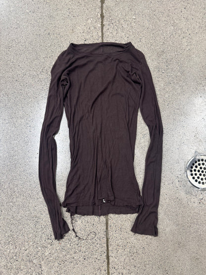 SS2022 Rick Owens ‘Fogachine’ Oxblood Sheer Layering Long Sleeve