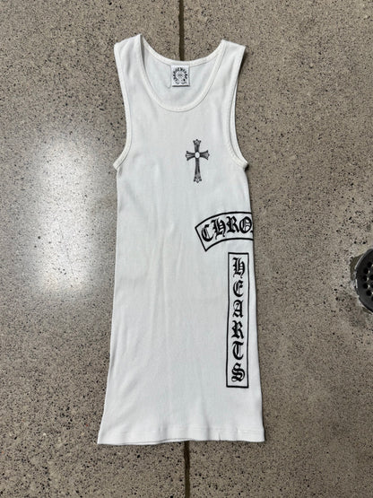 Vintage Chrome Hearts ‘T-Bar’ Cross Logo Ribbed Tank Top