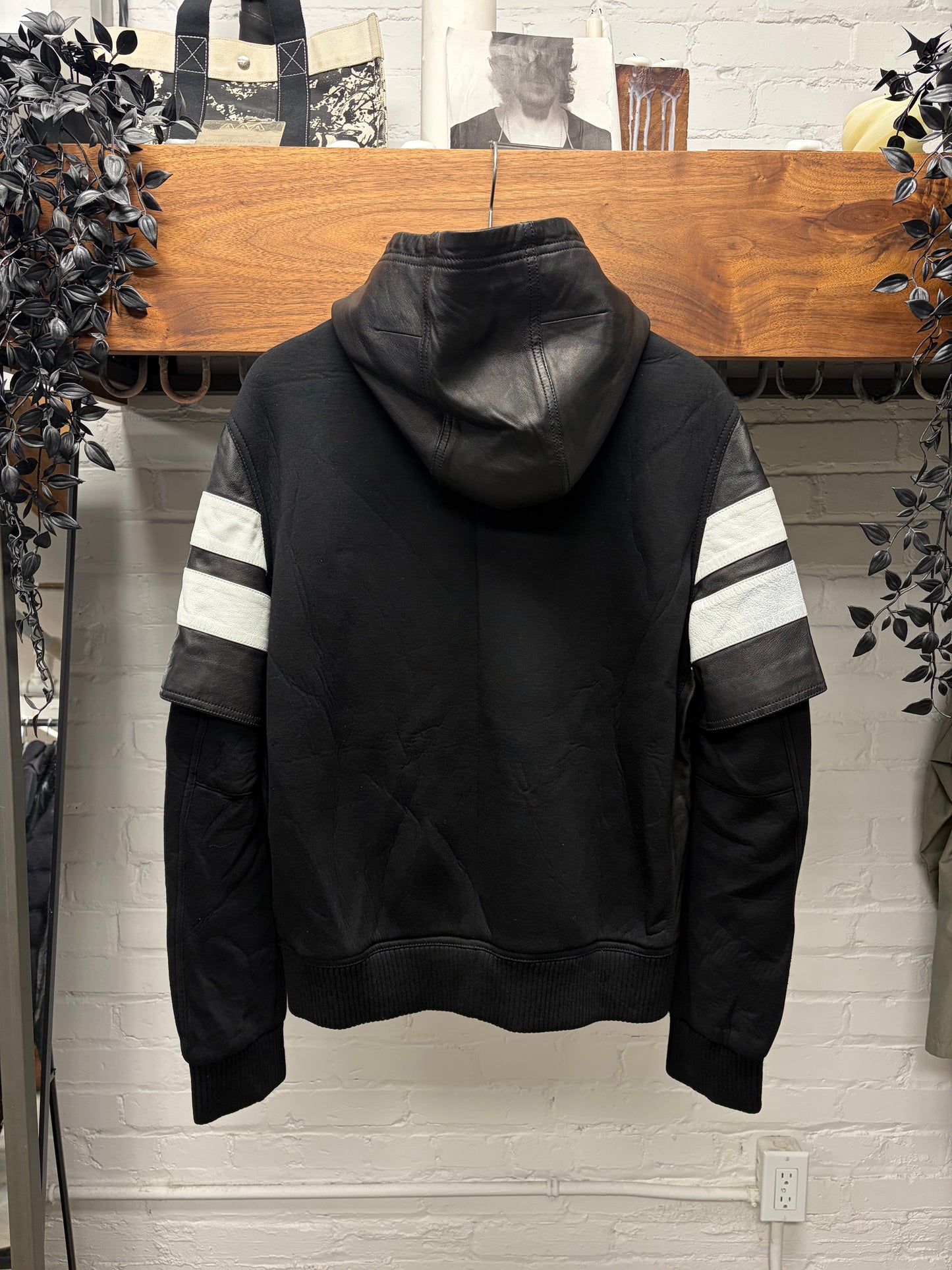 AW2015 Givenchy by Ricardo Tisci Striped Lambskin Leather Hooded Bomber Jacket