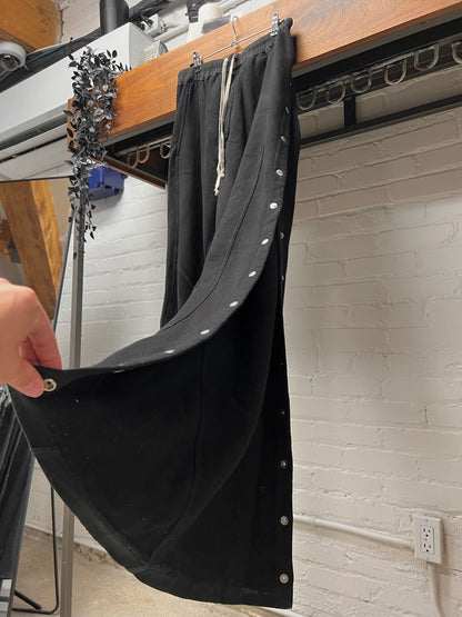 Rick Owens ‘Pusher’ Black Cotton Wide Leg Drawstring Sweatpants