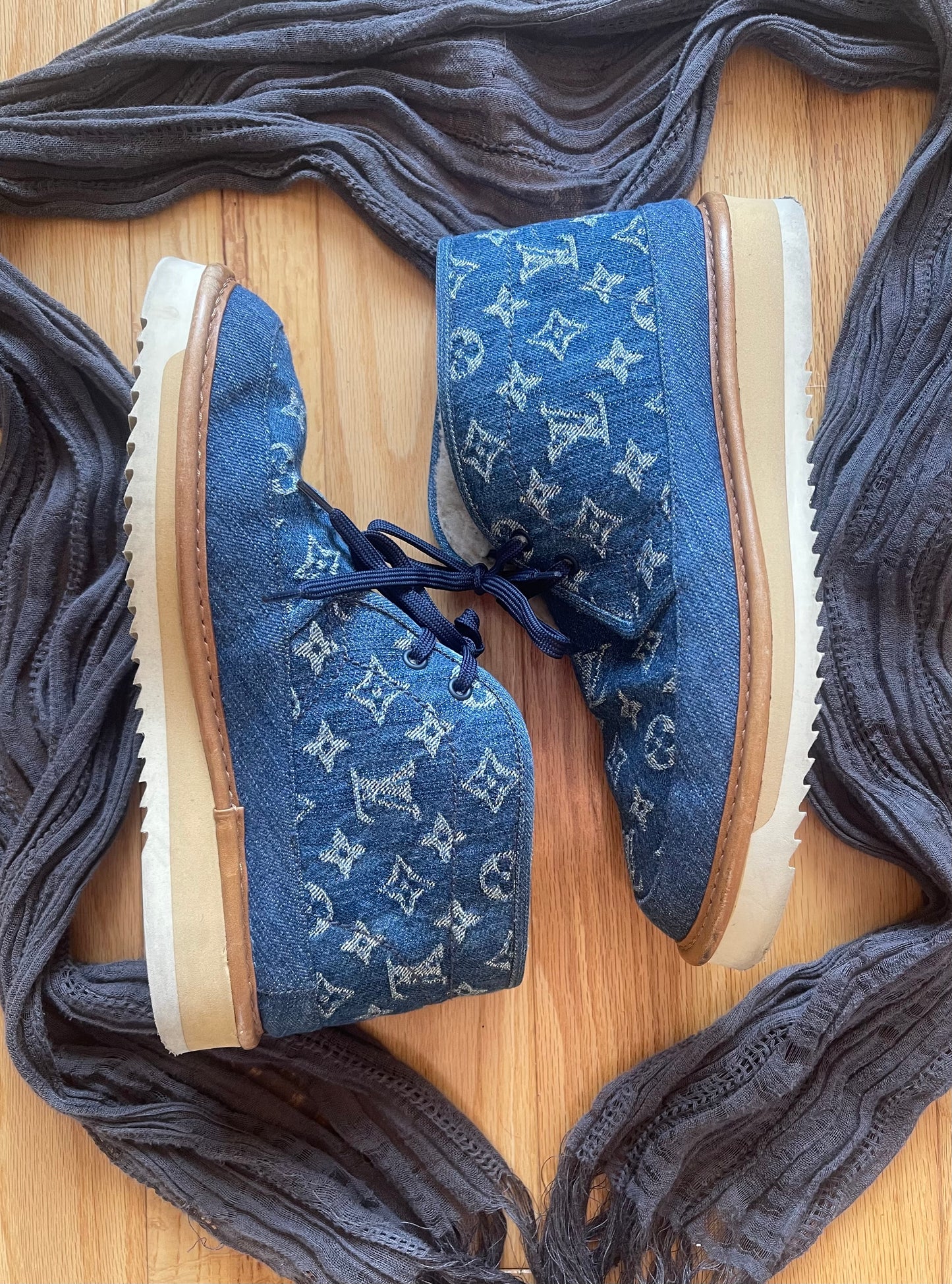 2021 Louis Vuitton x Nigo ‘Cozy Line’ Denim Monogram Boots