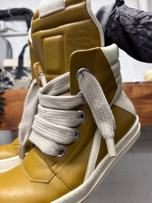 Rick Owens ‘Sulphate’ Geobasket Jumbo Lace Leather High Top Sneakers