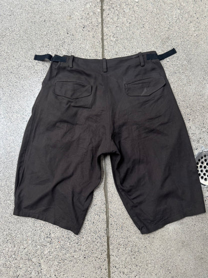 Yohji Yamamoto ‘Y’s’ Buckle Waist-Strap Brown Cargo Shorts