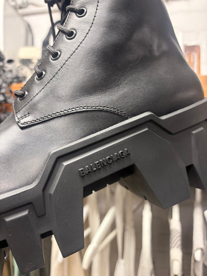 Balenciaga ‘Bulldozer’ Black Patent Leather Platform Sole Boots