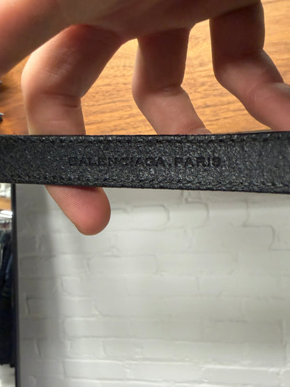 Balenciaga ‘Agneau’ Single Strap Black Calfskin Leather Bracelet