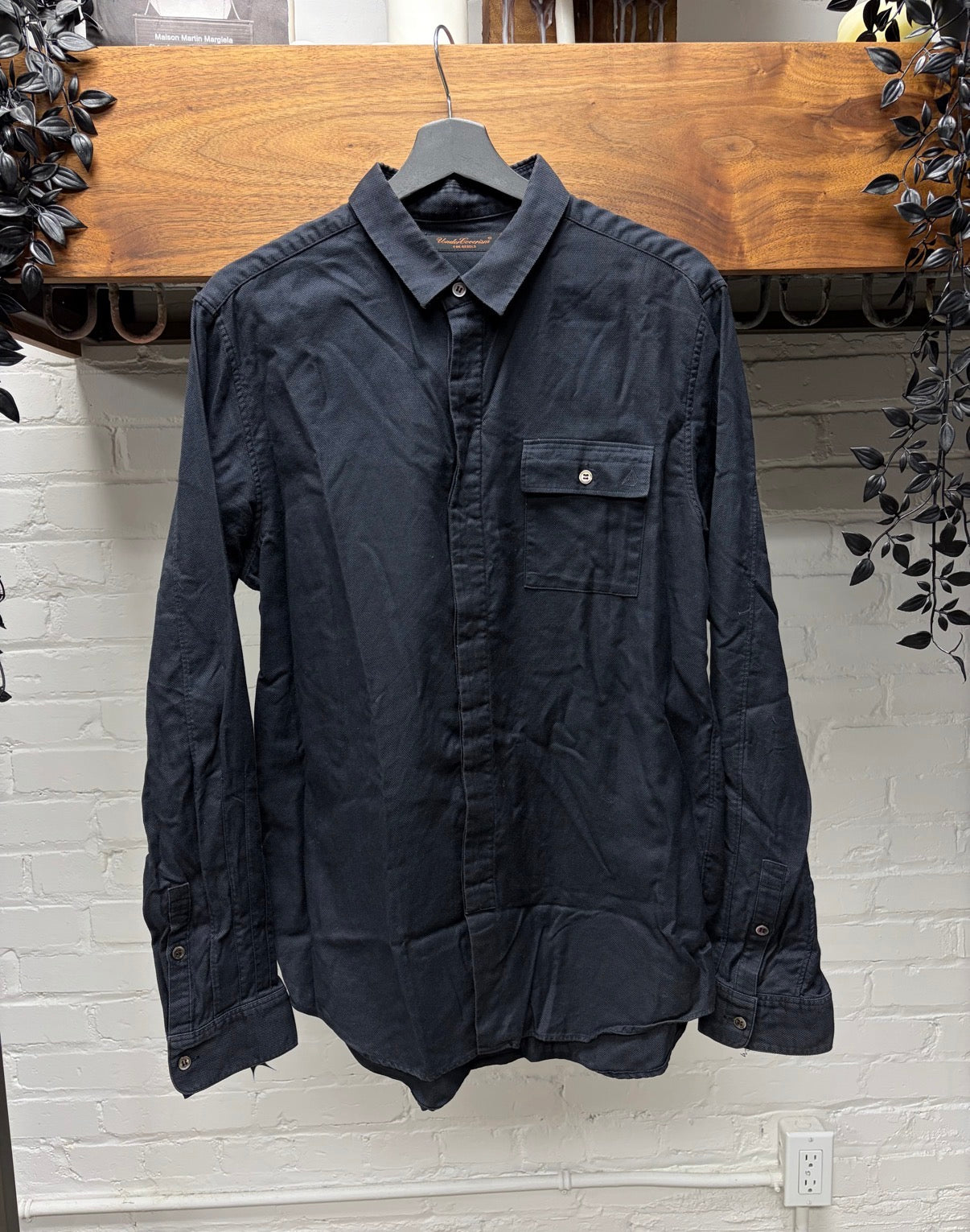 SS2007 Undercover ‘Purple’ Embroidered U Logo Black Button Up Shirt