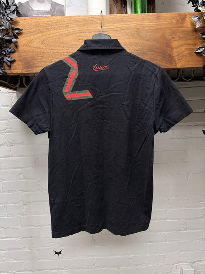 2000s Gucci Red/Green ‘Stripe Logo’ Horsebit Ribbon Polo